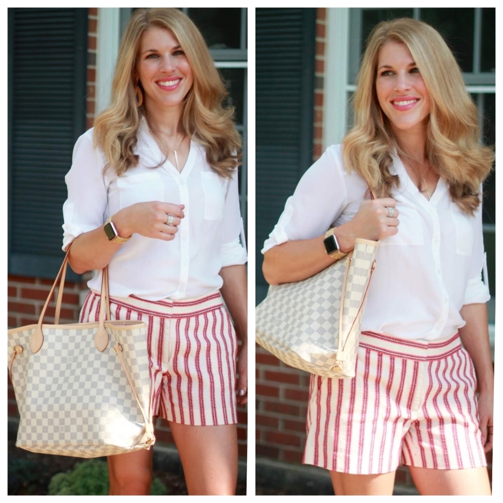 LOFT Striped Shorts Red Cream Euro Summer Cotton Blend Pockets Women’s
Size 6 - Picture 3 of 14